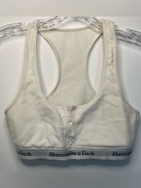 Abercrombie & Fitch White Waffle Thermal Bra Top Small Bralette Layering